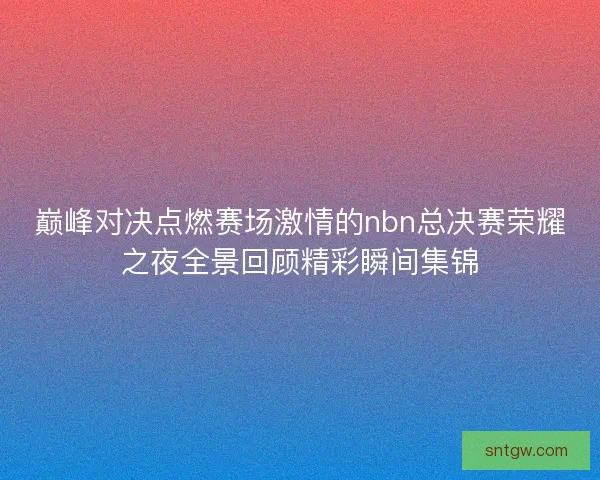 巅峰对决点燃赛场激情的nbn总决赛荣耀之夜全景回顾精彩瞬间集锦